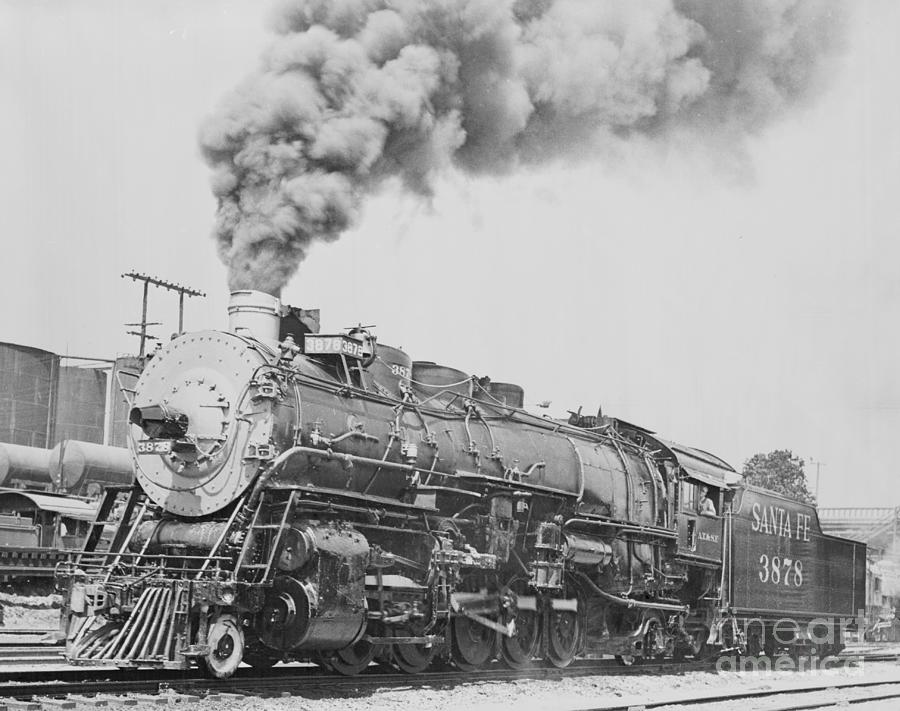 Santa Fe Railroad Steam Engine by Bettmann