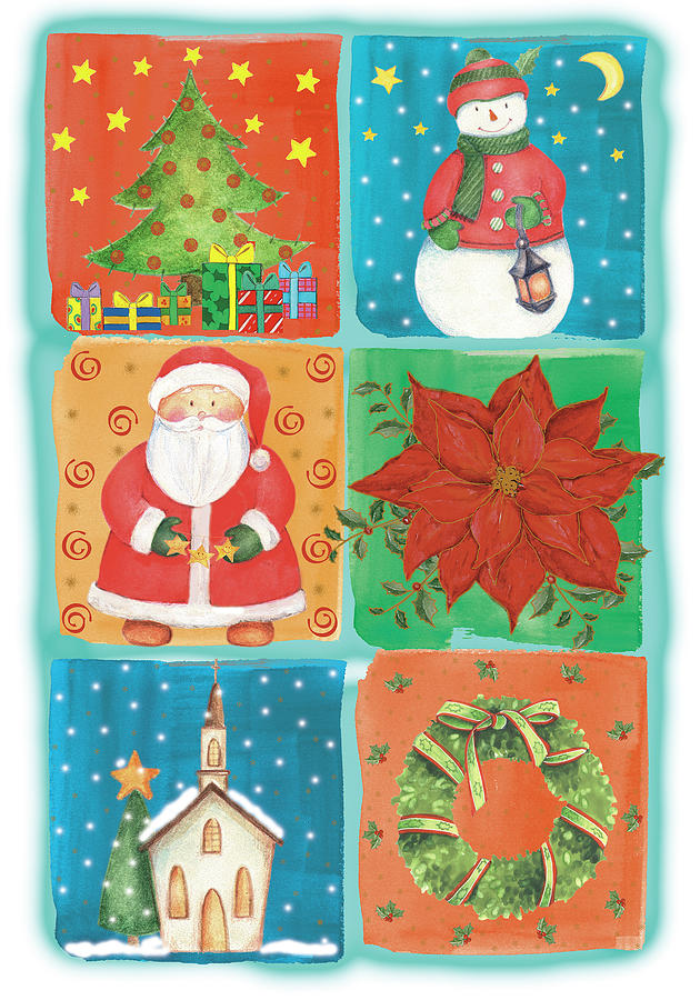 Tree Painting - Santa Gift Bag by Maria Trad