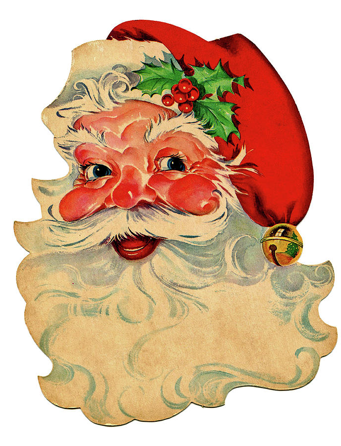 Winter Digital Art - Santa happy head by Long Shot