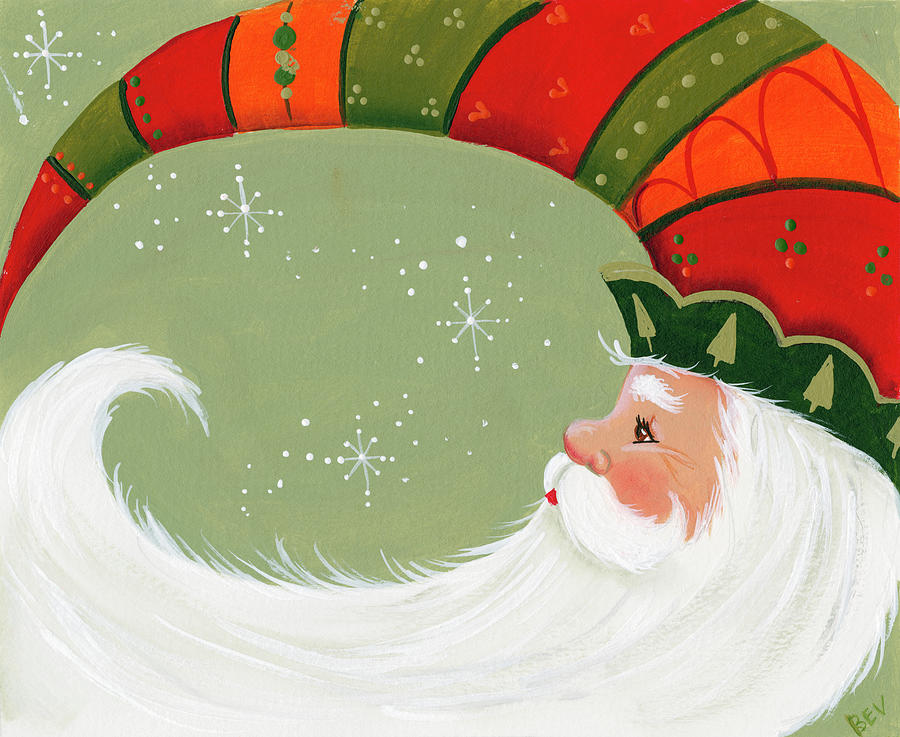 Santa In Elf?s Hat Painting by Beverly Johnston