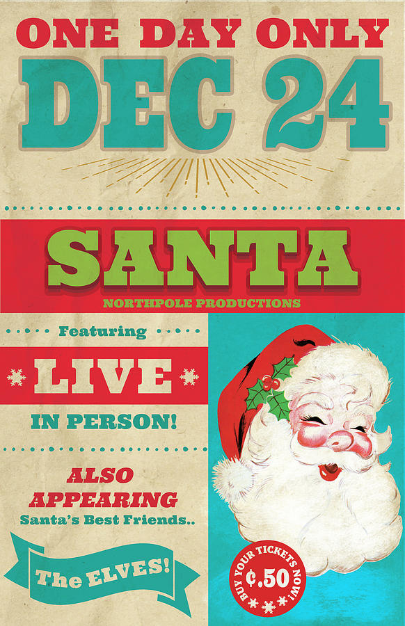 Santa Live In Person! Drawing by Bill Woggon