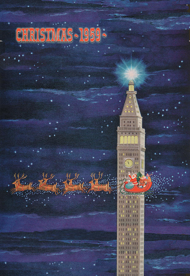 Santa Looking for a Chimney Painting by Unknown