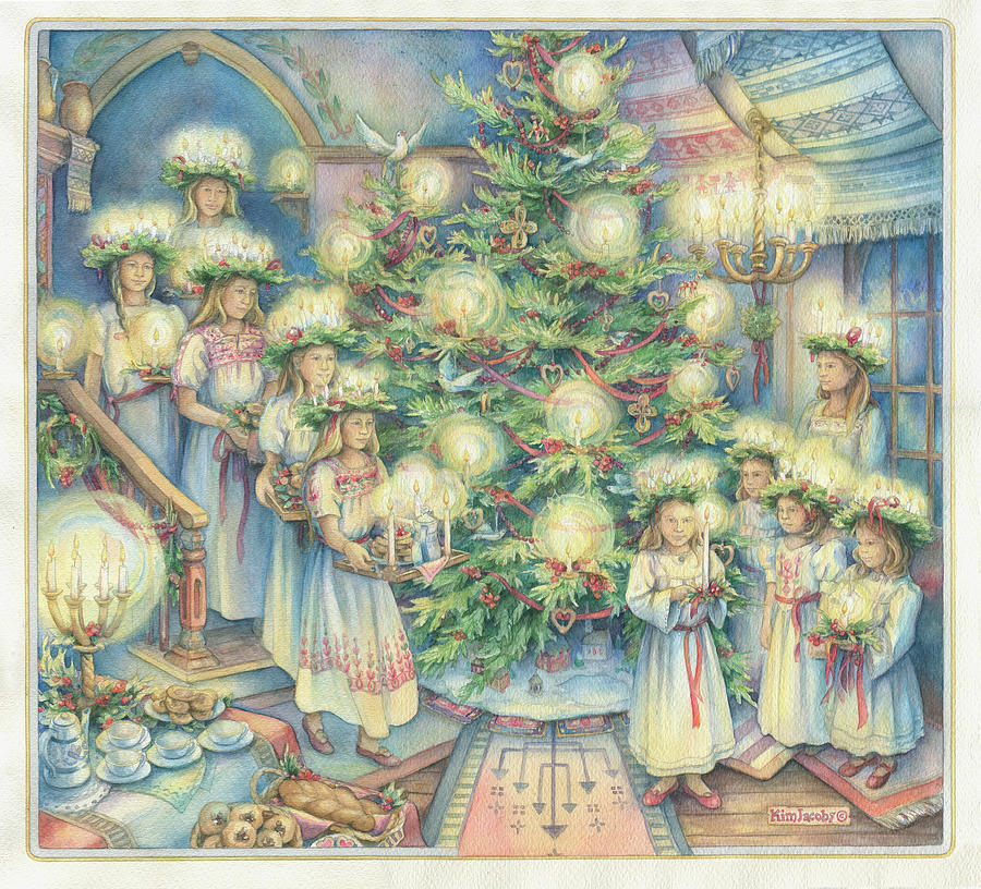 Christmas Painting - Santa Lucia by Kim Jacobs