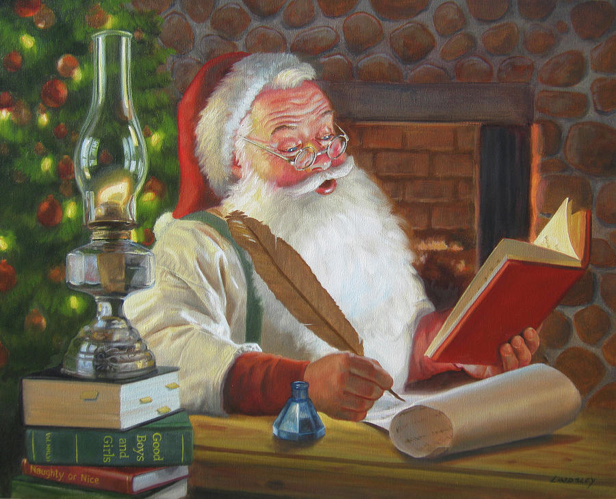 Santa Making A List Painting by David Lindsley - Fine Art America