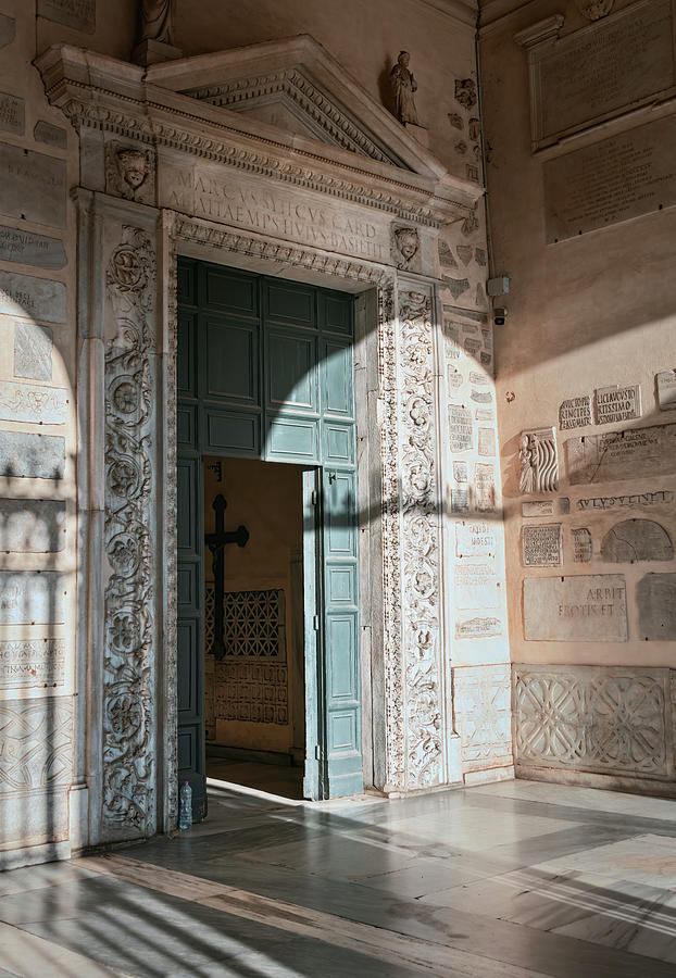 Santa Maria in Trastevere Doorway rome Italy Photograph by Joan Carroll