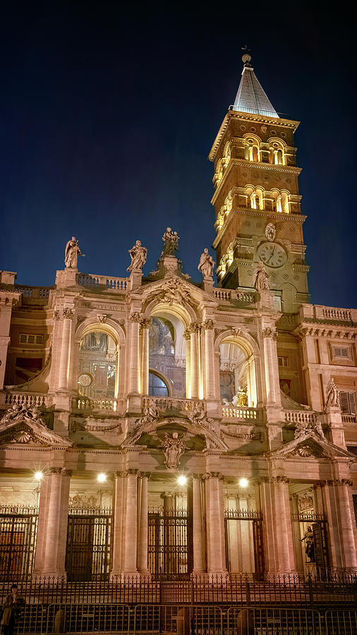 Santa Maria Maggiore Basilica Rome Italy Night Photograph by Joan Carroll