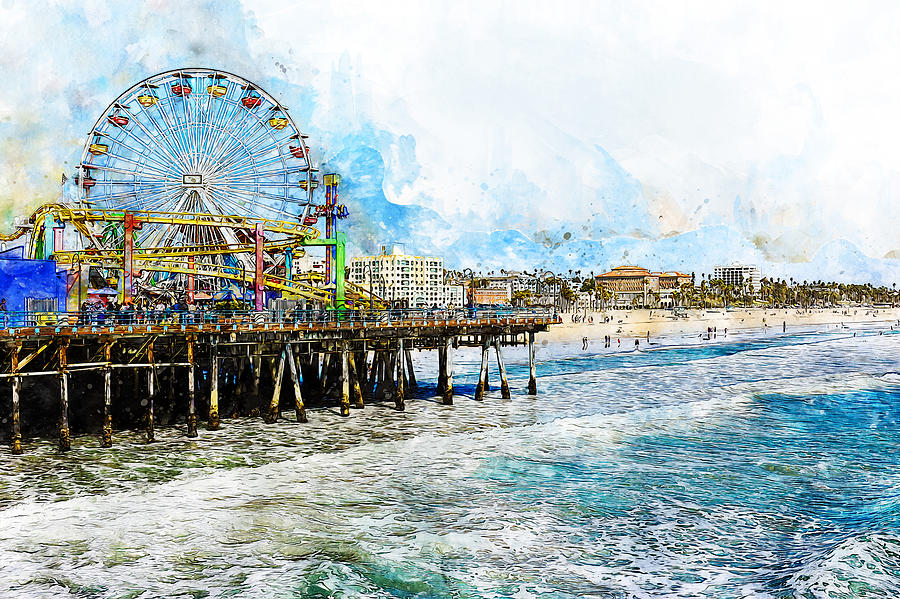 Santa Monica, California - 02 Painting by AM FineArtPrints