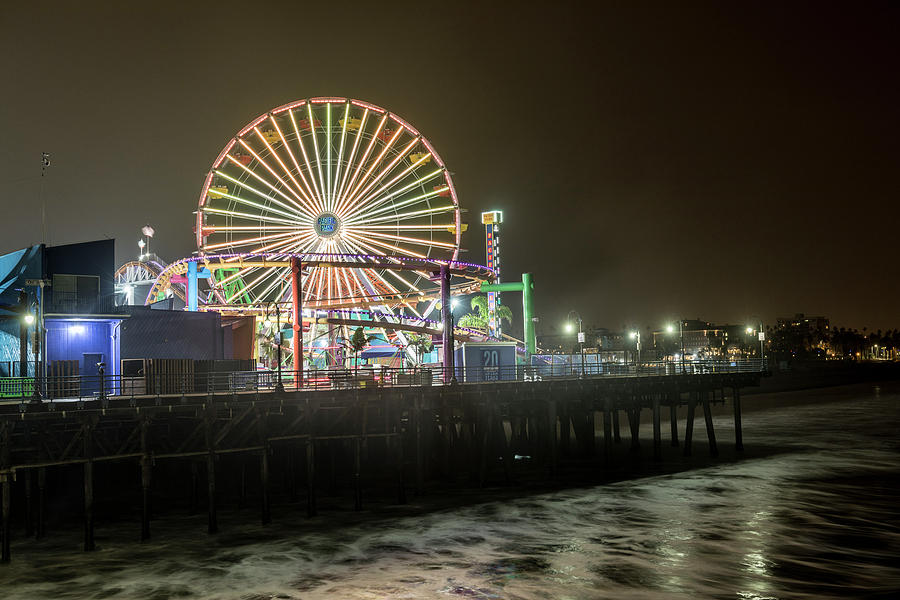 Santa Monica Pier at Night  Photograph by John McGraw