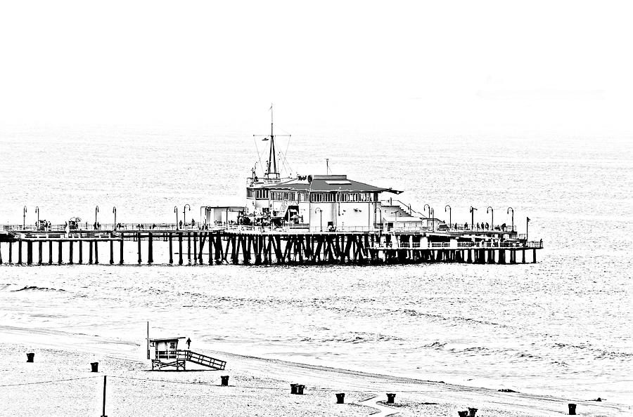 Santa Monica Pier  BandW Photograph by Gene Parks