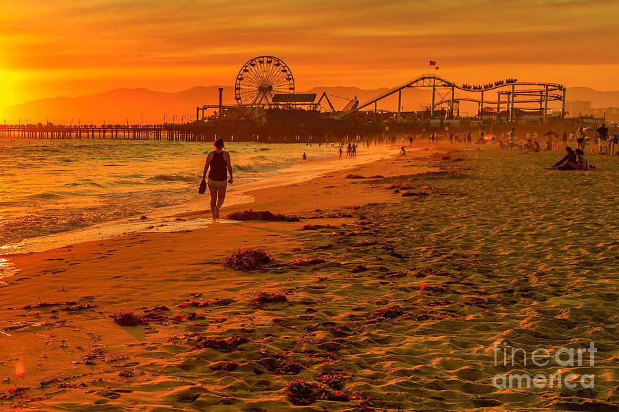 Santa Monica Pier sunset Photograph by Benny Marty