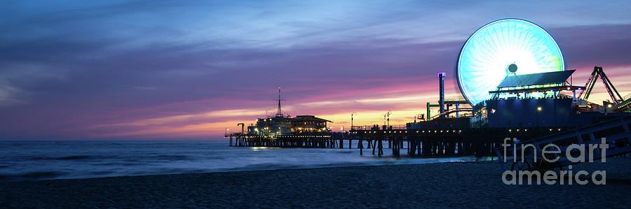 Santa Monica Photograph - Santa Monica Pier Sunset Panorama Photography by Paul Velgos