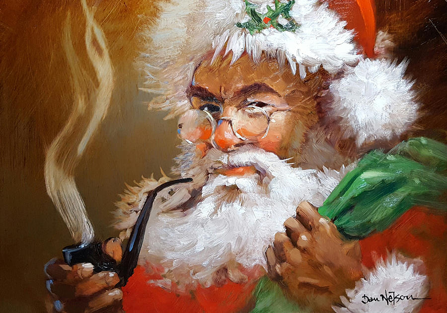 Santa On Aluminum Painting