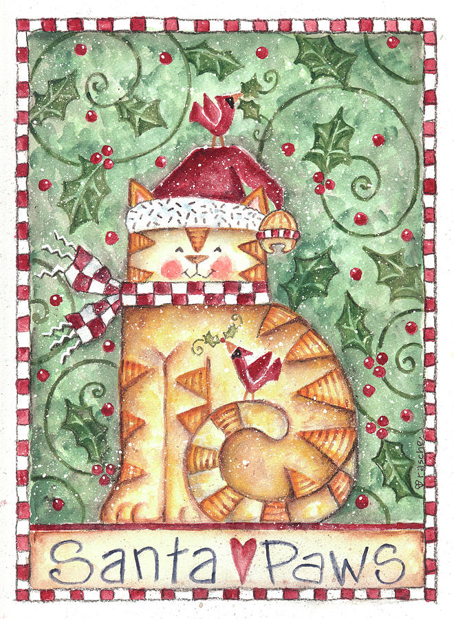 Christmas Painting - Santa Paws by Shelly Rasche