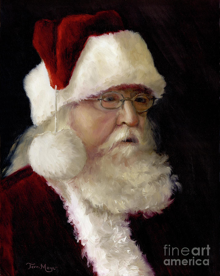 Santa Portrait Painting by Terri  Meyer