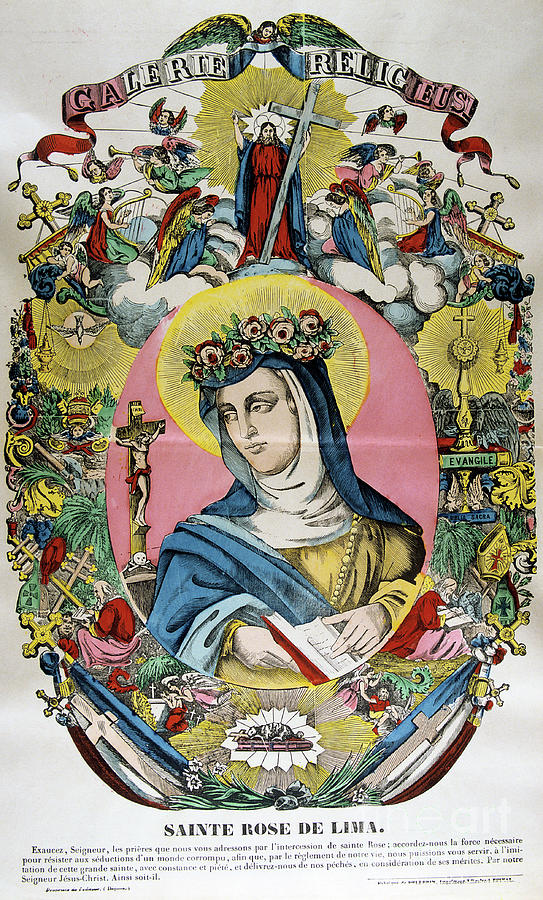Santa Rosa Of Lima, 19th Century Drawing by Print Collector