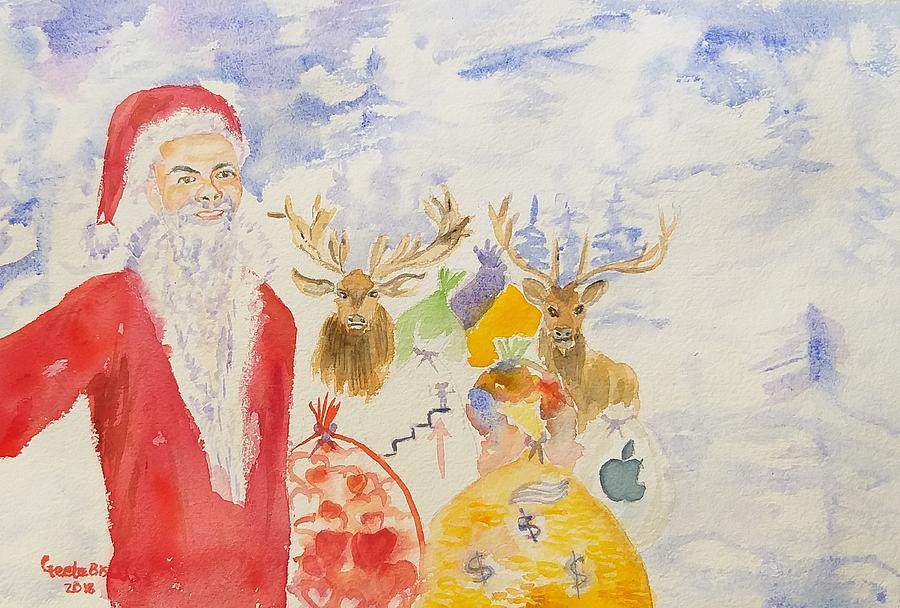 Santa Claus Painting - Santa selfie by Geeta Yerra
