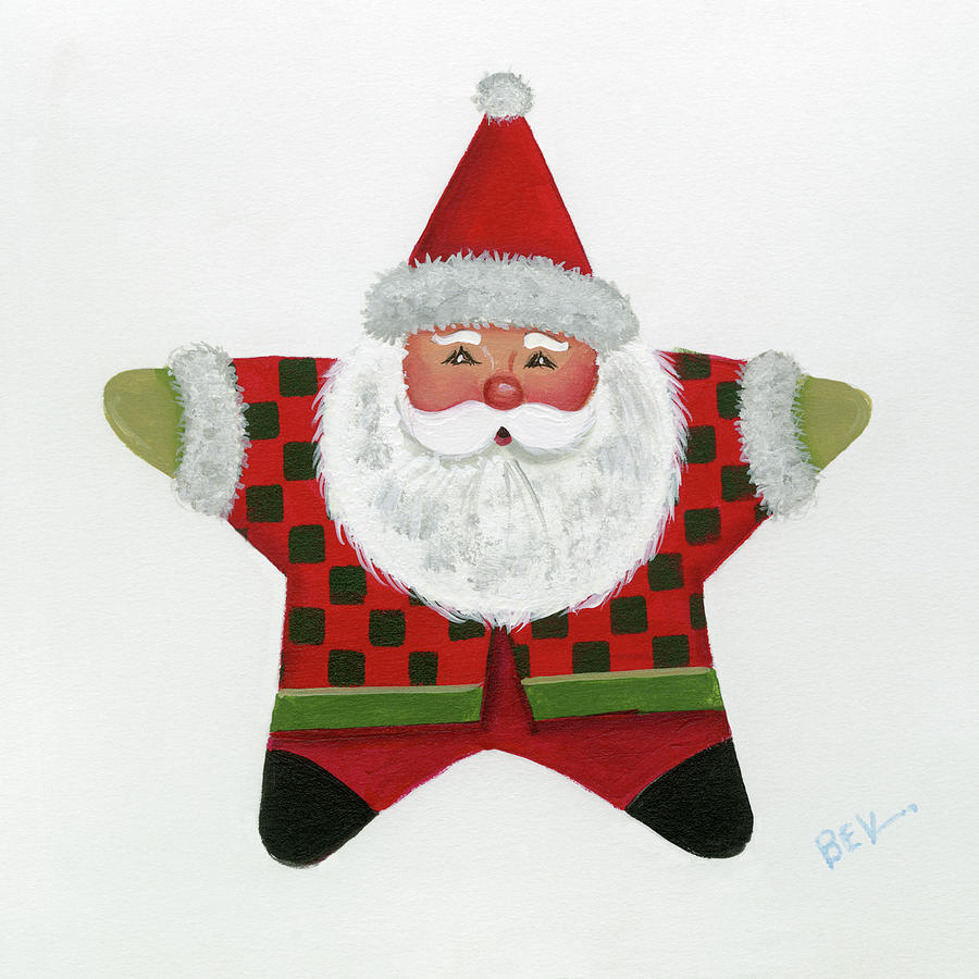 Santa Star Painting by Beverly Johnston