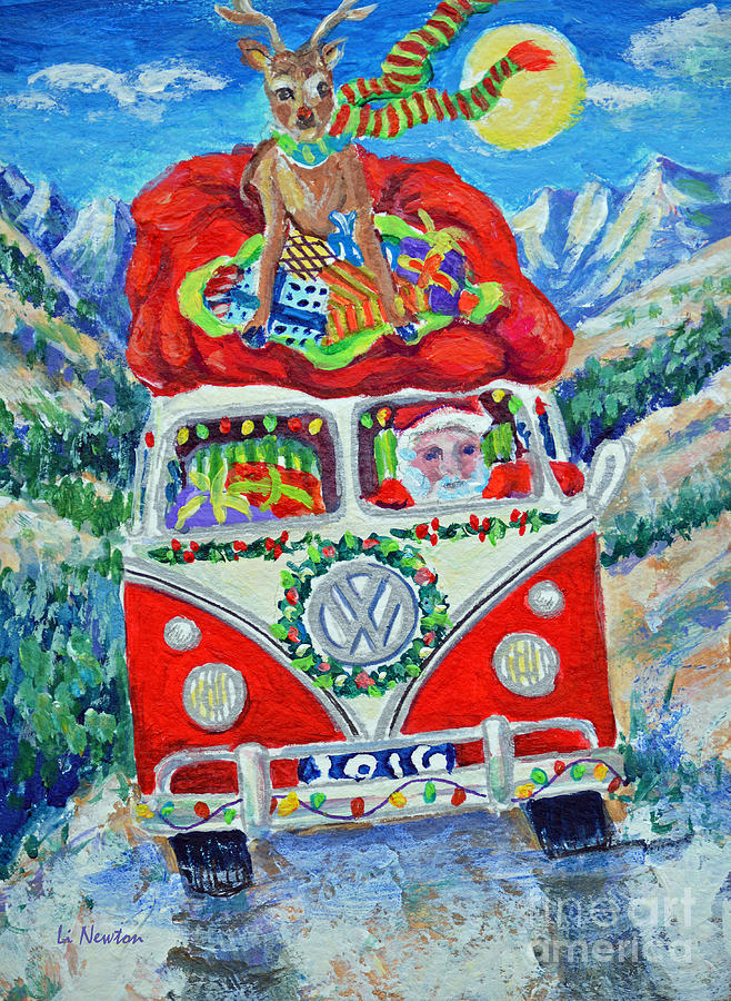 Santa Stole My Van Painting by Li Newton