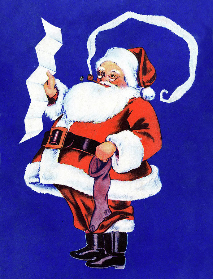 Winter Digital Art - Santa with empty sock by Long Shot