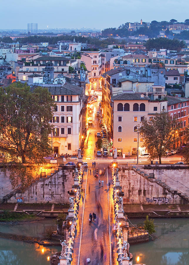 Santangelo Bridge, Rome, Italy Digital Art by Luigi Vaccarella