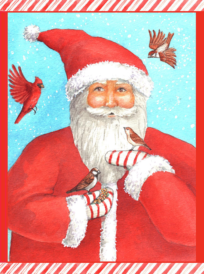 Santas Bird Greeting Painting By Melinda Hipsher Fine Art America