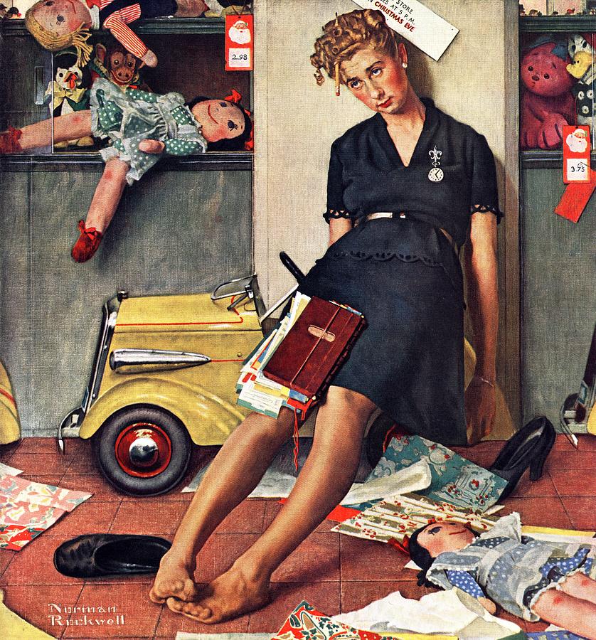 Norman Rockwell Painting - santas Helper by Norman Rockwell