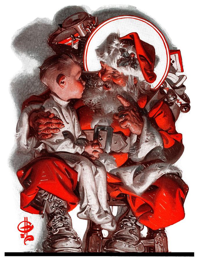 Christmas Drawing - Santas Lap by J.c. Leyendecker
