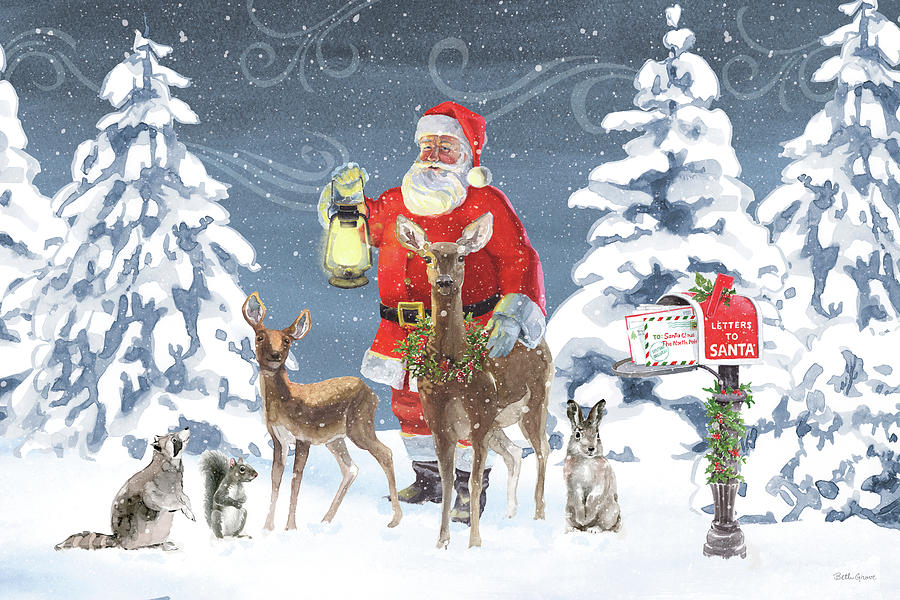 Animal Painting - Santas List I by Beth Grove