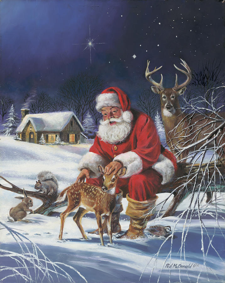 Christmas Painting - Santa?s Love by R.j. Mcdonald