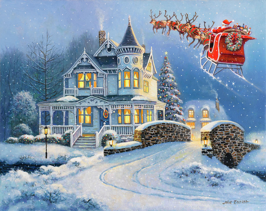 Santa Claus Painting - Santas Magic Sleigh Ride by John Zaccheo