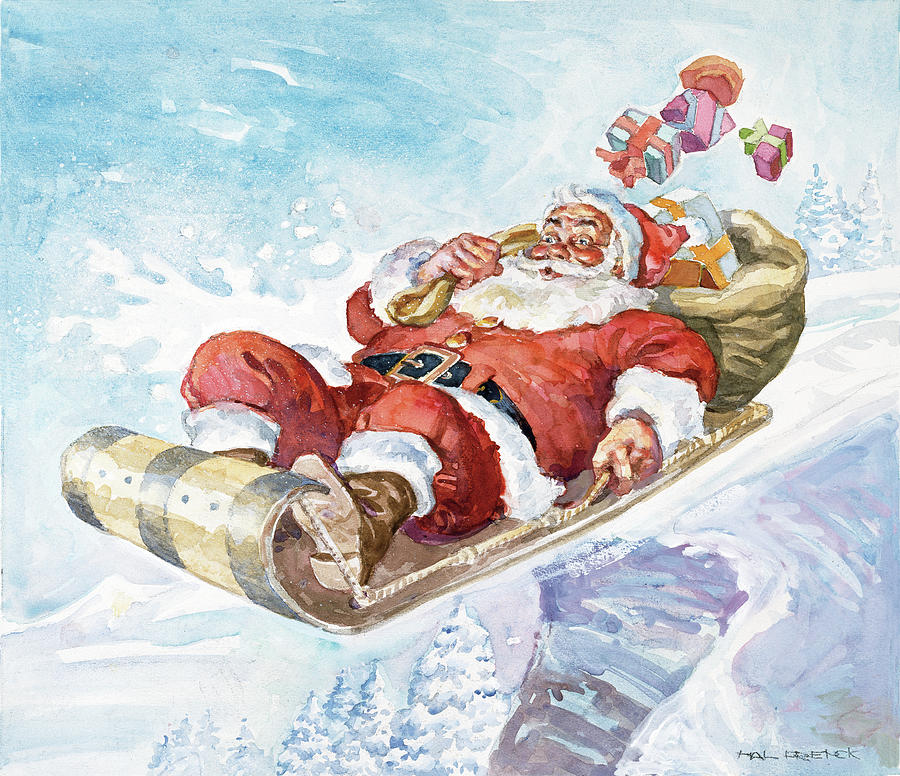 Santas New Sleigh Painting by Hal Frenck
