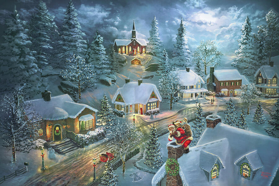 Santas Silent Night Painting by Thomas Kinkade Studios Santas Silent Night Painting by Thomas Kinkade Studios