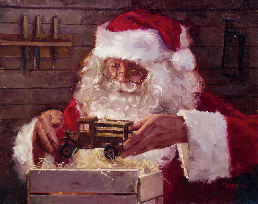Holiday Painting - Santas Workshop by Meadowpaint