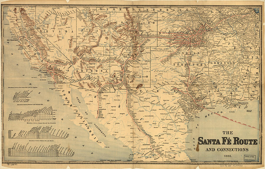 Sante Fe Route  into Mexico - 1888 Painting by Unknown