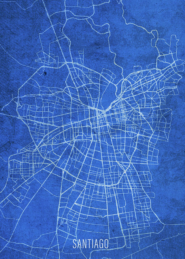 Santiago Chile City Street Map Blueprints Mixed Media by Design ...