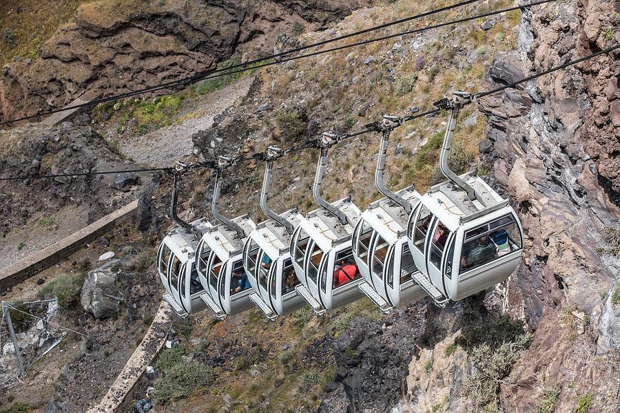 Greek Photograph - Santorini Cable Car, Transporting by Levente Bodo