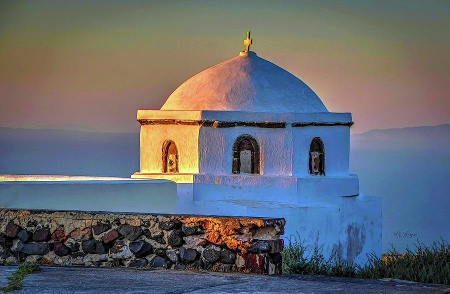 Santorini Church Sunset Photograph by Will Wagner