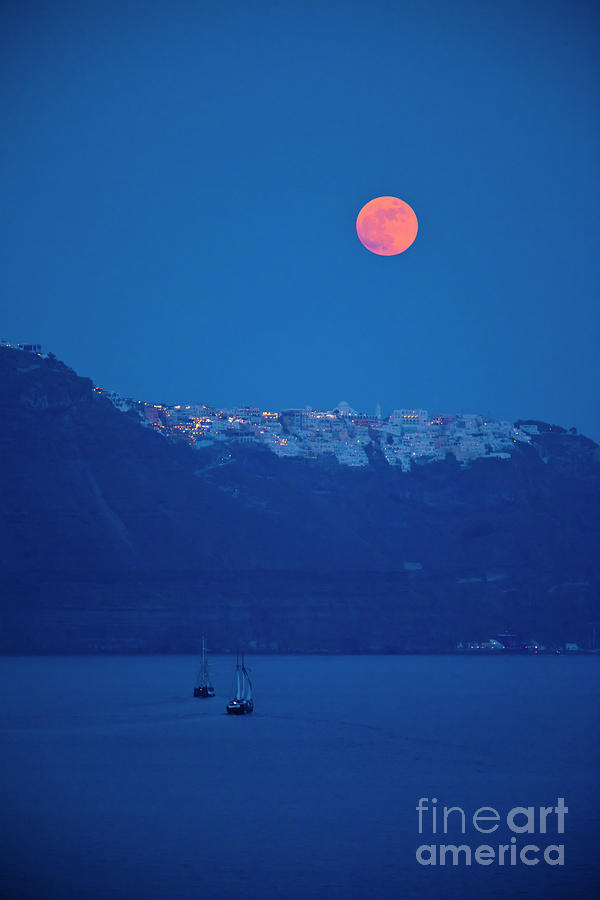 Santorini Moonrise Photograph