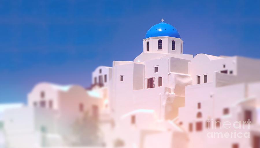 Santorini - Roofs and blue dome Photograph by Stefano Senise