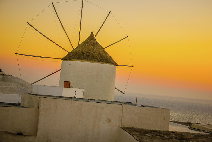 Santorini Windmill Sunset Photograph by Tito Slack