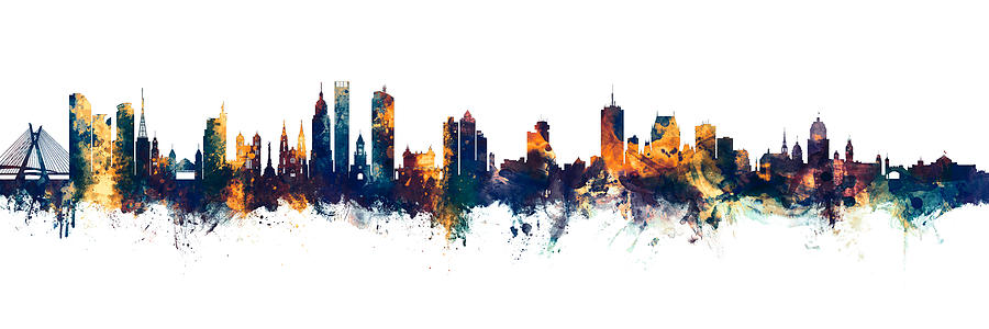 Sao Paulo and Quebec Skyline Mashup Digital Art by Michael Tompsett