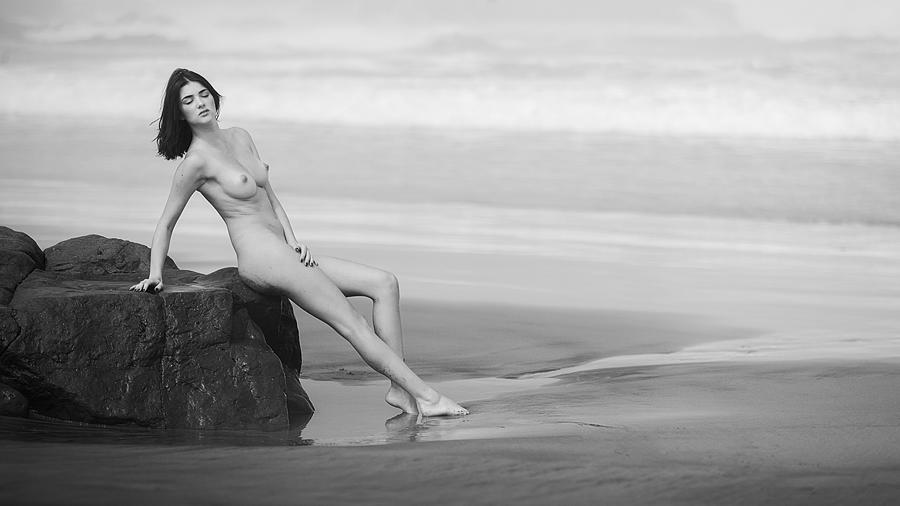 Canary Photograph - Sara Sitting On The Rock by Joan Gil Raga