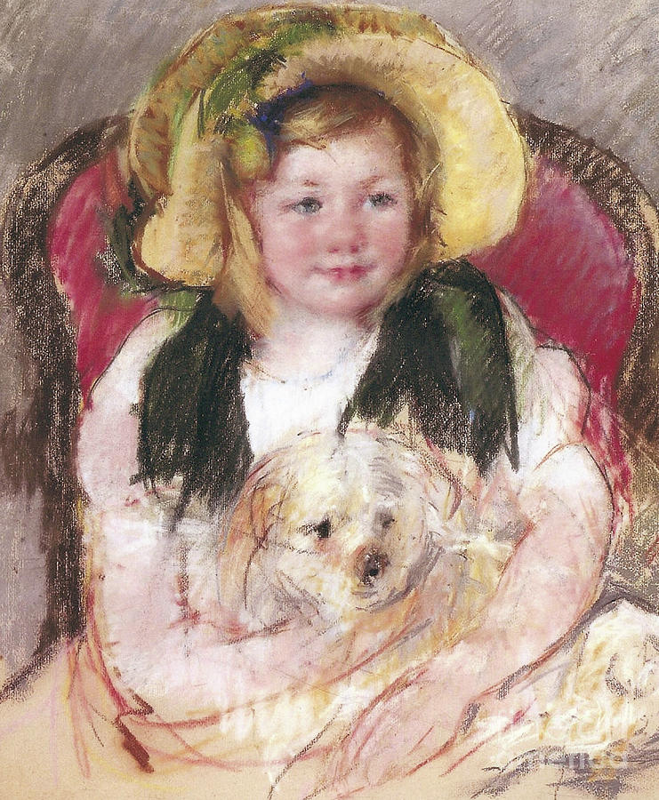 Sara with her Dog in an Armchair, 1901 Painting by Mary Stevenson Cassatt