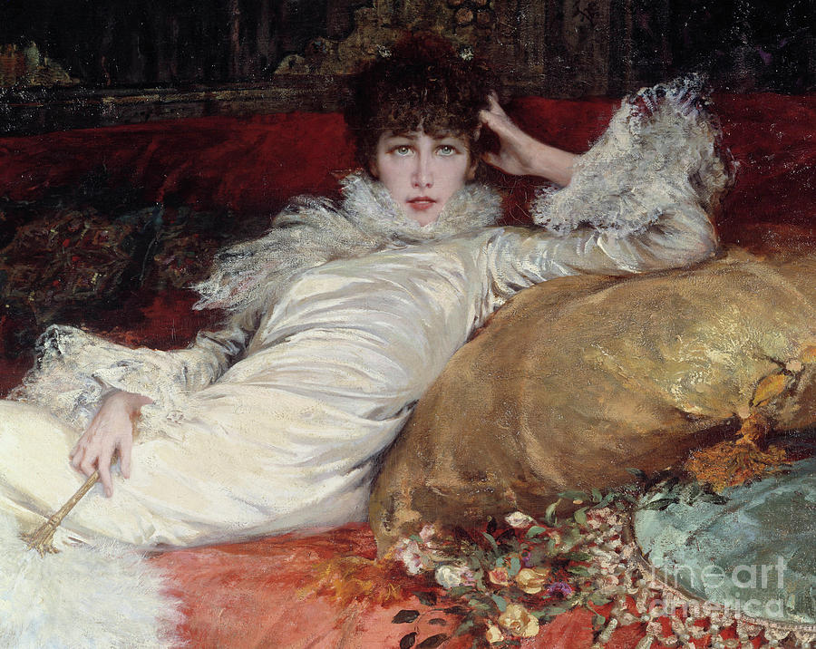 Sarah Bernhardt, Portrait By Clairin Painting by Georges Jules Victor Clairin