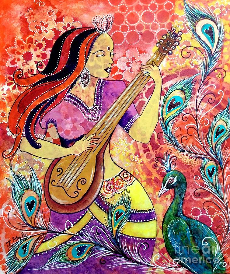 Saraswati Painting by Julie Hoyle