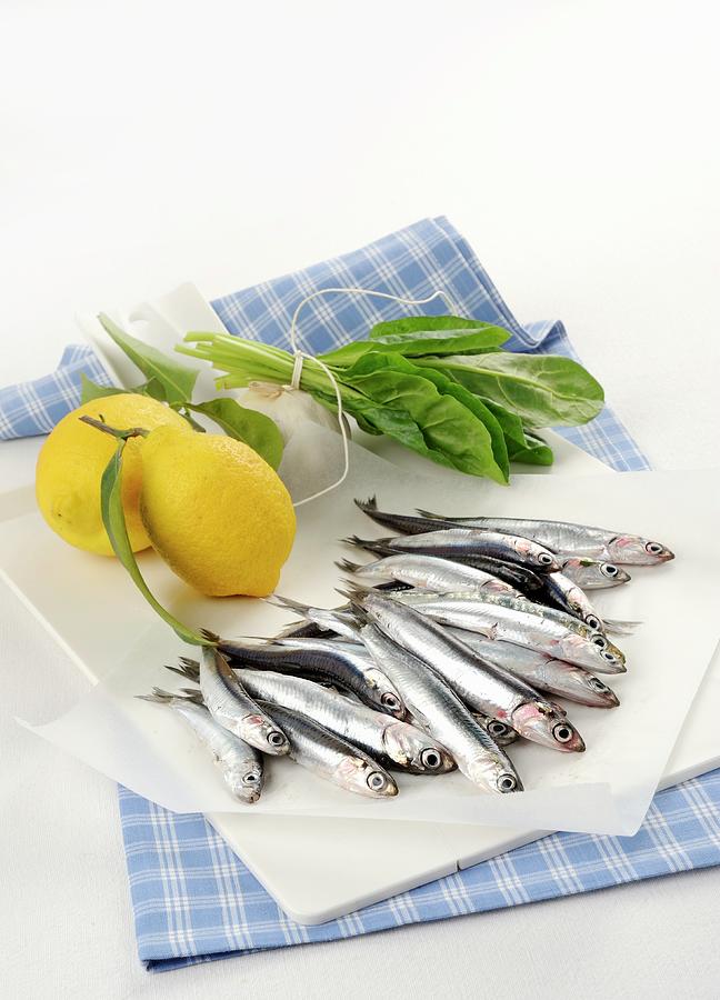Sardines, Lemons And Young Chard Photograph by Franco Pizzochero