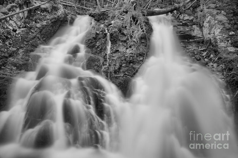 Sarrail Falls Split Black And White Photograph by Adam Jewell