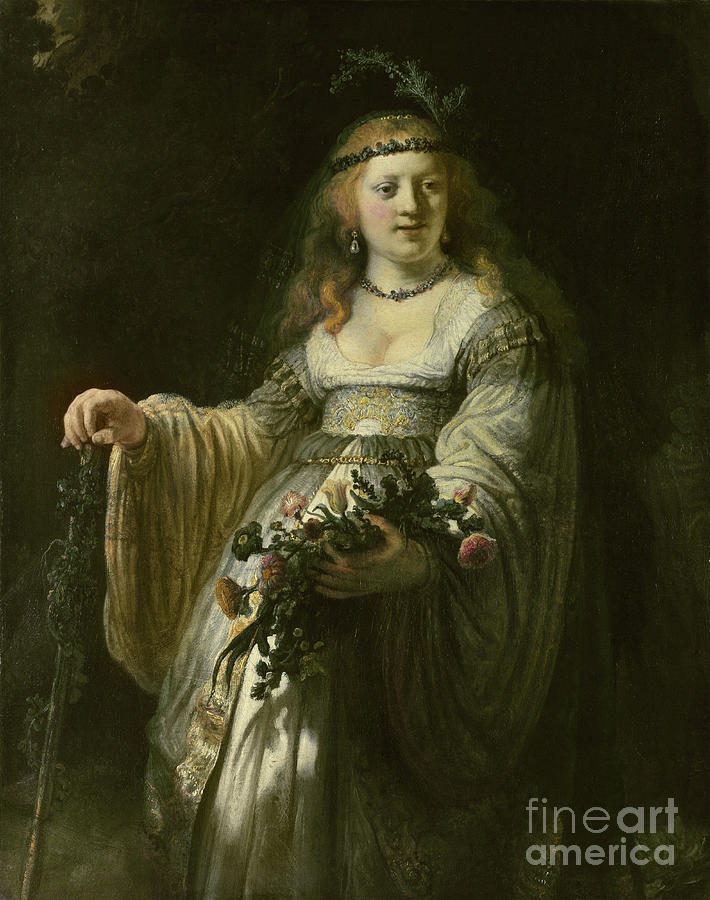 Saskia Van Uylenburgh In Arcadian Costume, 1635 Painting by Rembrandt Harmensz. Van Rijn
