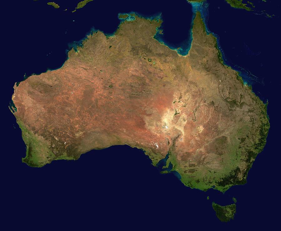 Satellite image of Australia Painting by Celestial Images