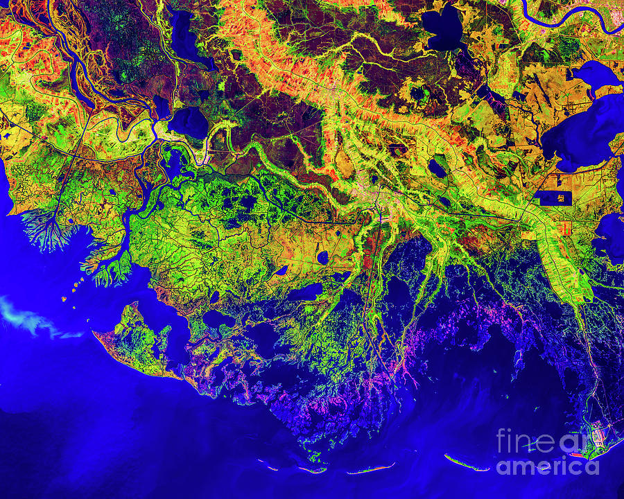 Satellite Image Of Louisiana Gulf Photograph by Satellite Earth Art